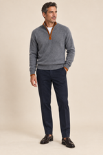 Men’s 100% Cashmere Half-Zip Jumper with Contrast Trim