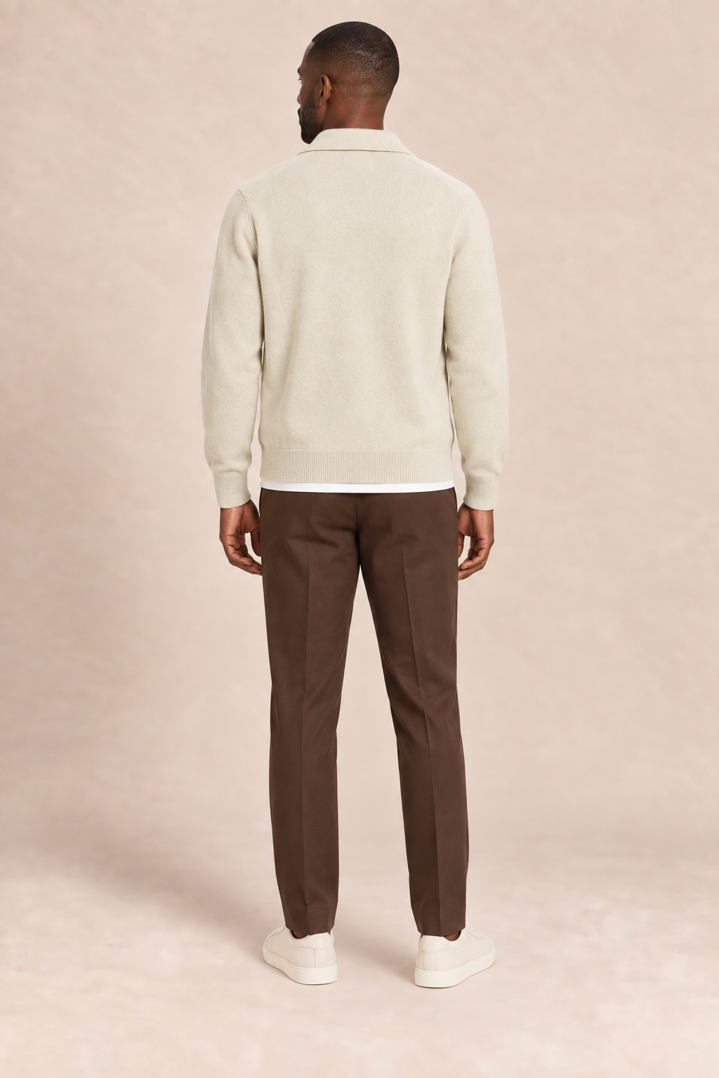 Men’s 100% Cashmere Knitted Cardigan with Turn-Down Collar