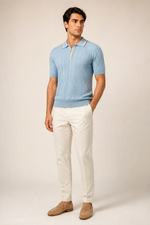 Men's Knitted Polo Shirt with Contrast Detail