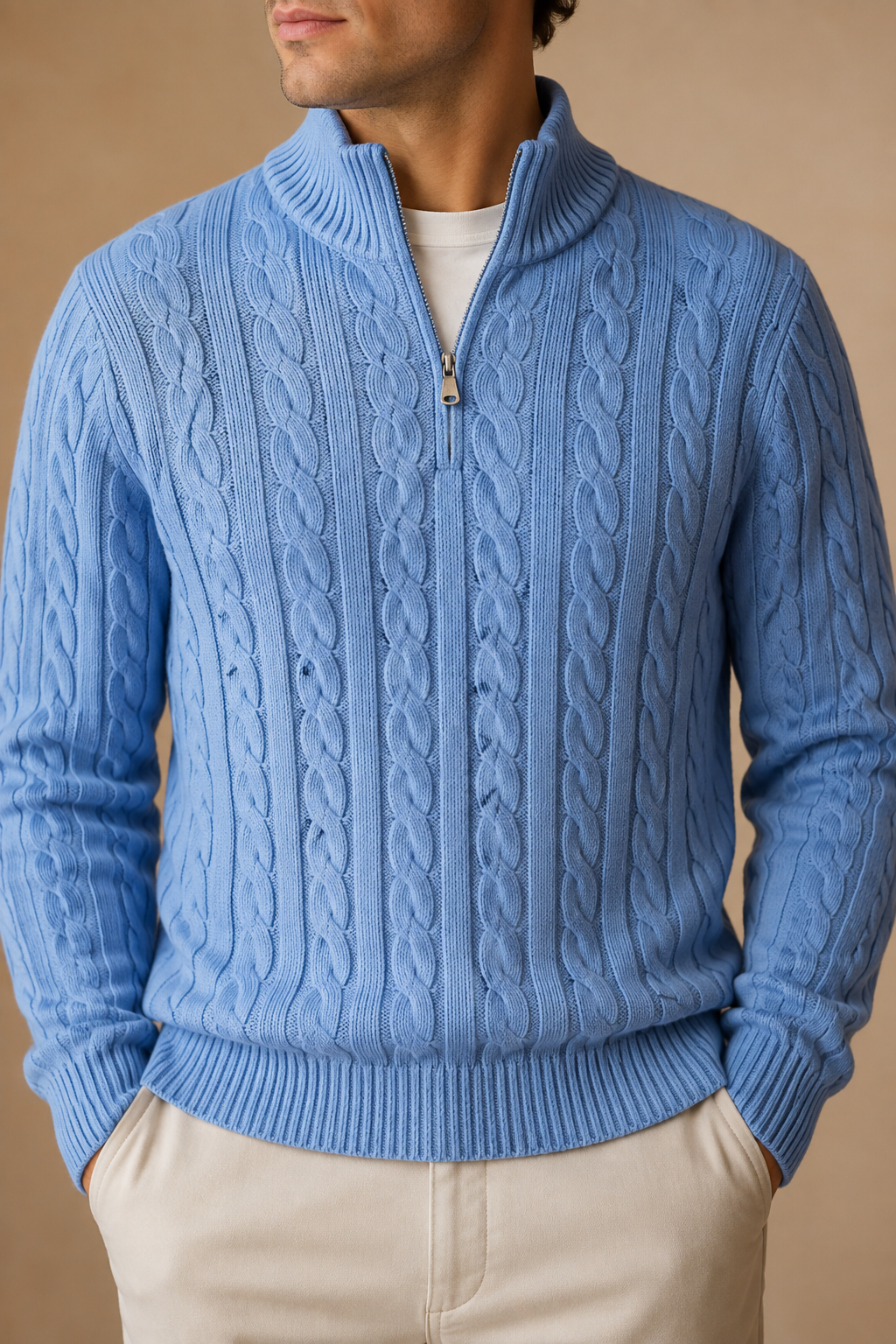 Men's Cable Knit Half Zip Jumper