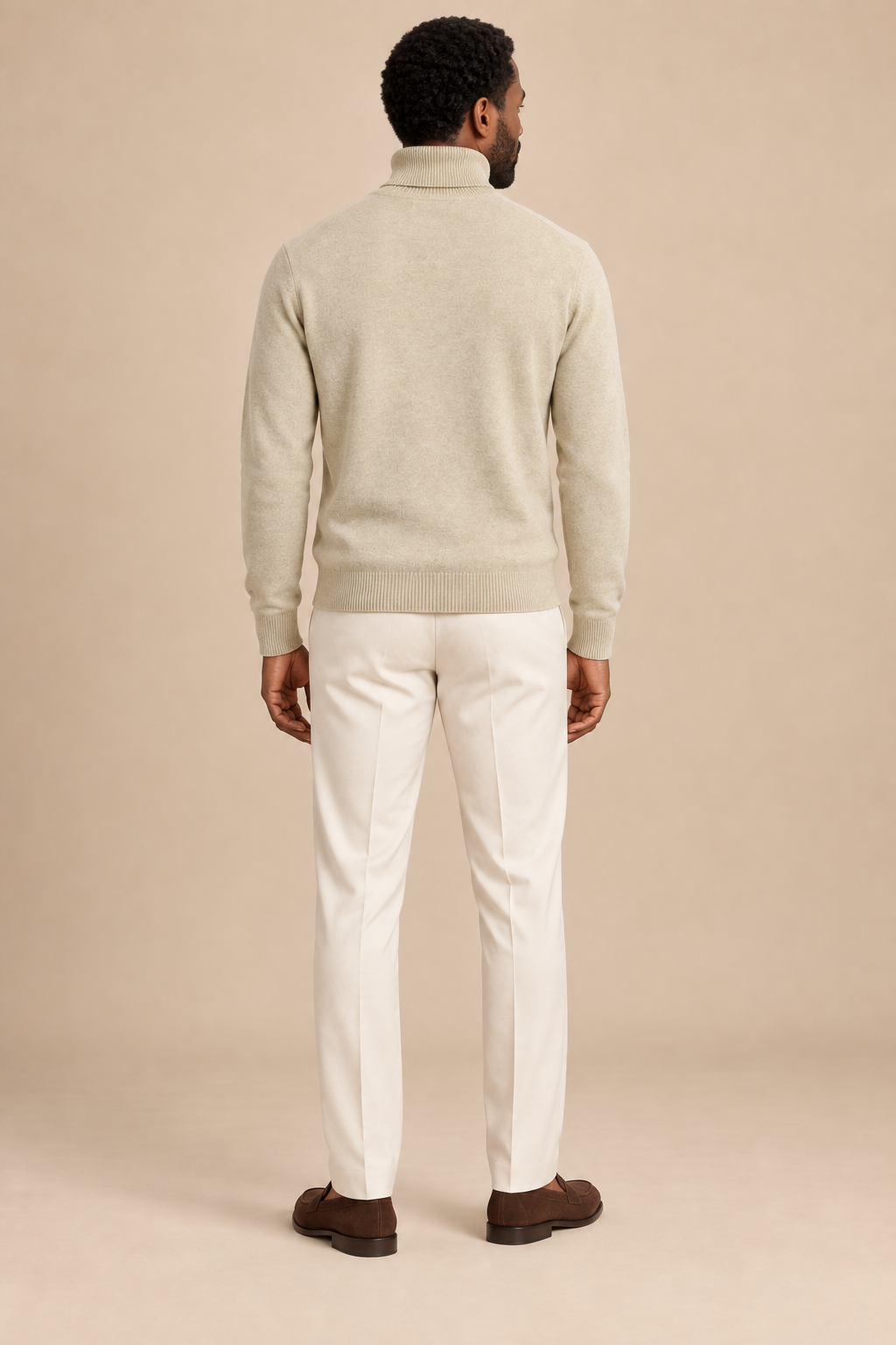 Men’s Fine Knit Roll-Neck Jumper with Long Sleeves
