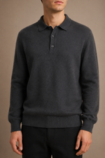 Men's Long Sleeve Knitted Polo Shirt