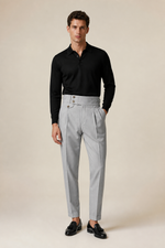 Men's Slim Fit Tailored Trousers with High Waist