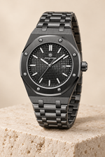 Men’s Stainless Steel Quartz Watch with Integrated Bracelet and Date Display