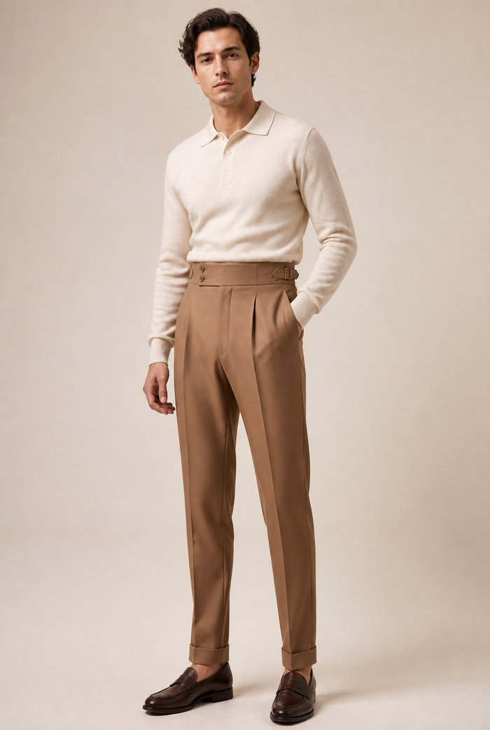 Men's Straight Leg Tailored Trousers with Side Adjusters