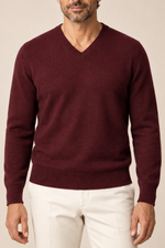 Men’s Fine Knit V-Neck Jumper with Ribbed Trims