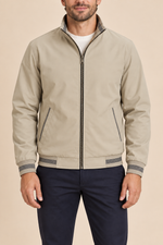 Men’s Fleece-Lined Zip-Up Bomber Jacket with Stand Collar