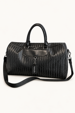 Men's Woven-Effect Weekender Bag - Black