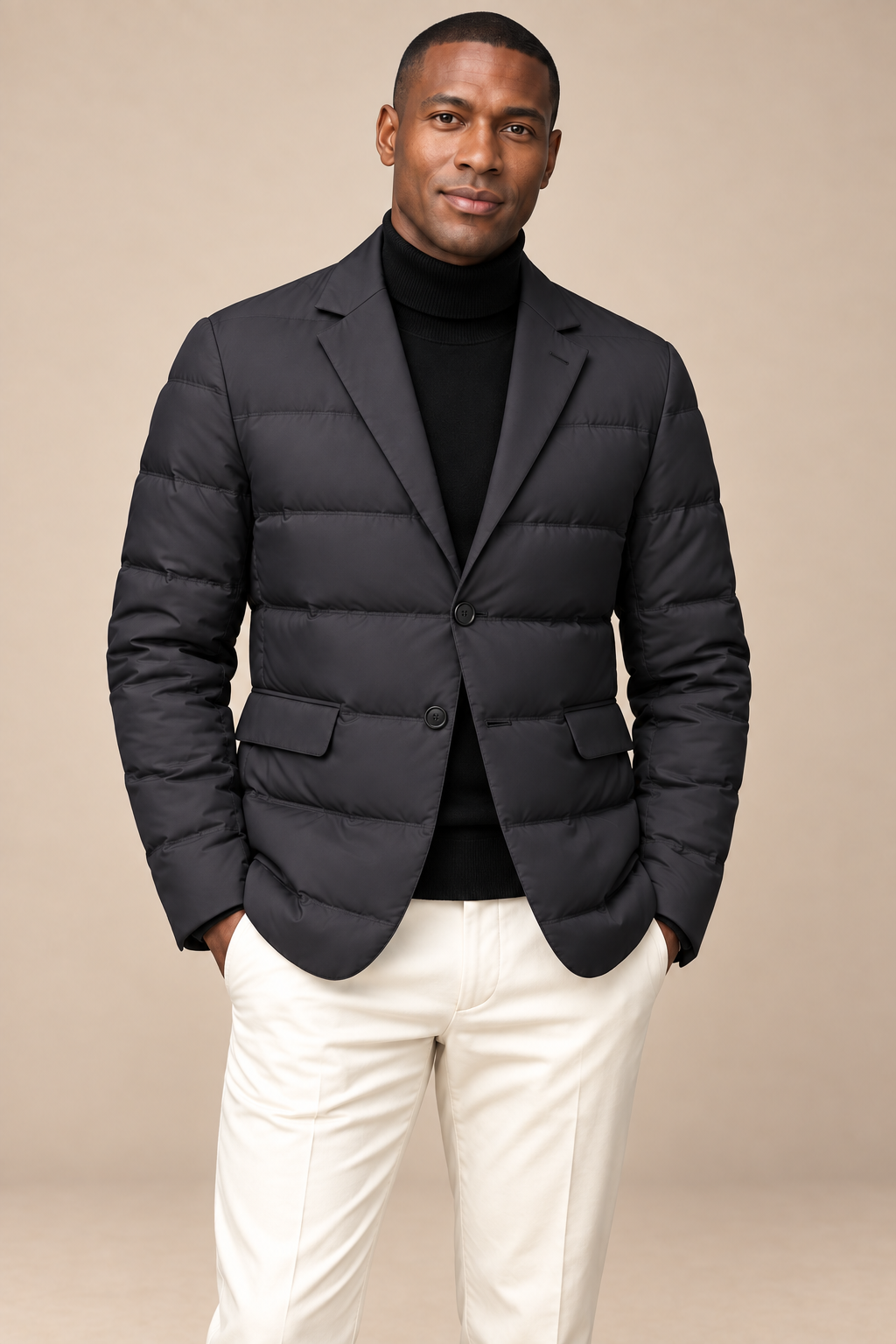 Men’s Padded Blazer Jacket with Notched Lapels