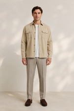 Men's Stretch Twill Overshirt with Chest Pockets