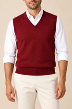 Men’s Plain Knit V-Neck Tank Top with Ribbed Trims