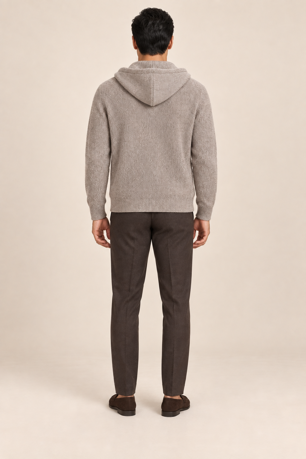 Men’s 100% Cashmere Full-Zip Knitted Hoodie