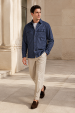 Men's Faux Suede Overshirt with Chest Pockets