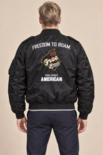 Men’s Padded MA-1 Zip-Up Bomber Jacket with Patches