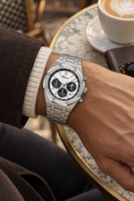 Men’s Stainless Steel Chronograph Watch with Integrated Bracelet