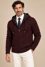 Men’s Hooded Knit Zip-Up Cardigan with Front Pockets