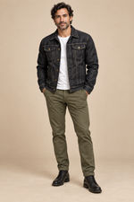 Men’s Classic Cotton Denim Jacket with Button Front and Chest Pockets