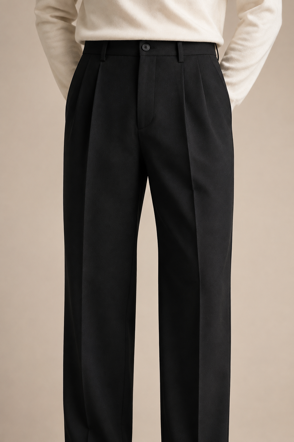 Men's Tailored Pleated Trousers with Belt Loops