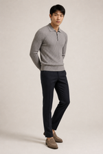 Men's Ribbed Half Zip Jumper with Polo Collar