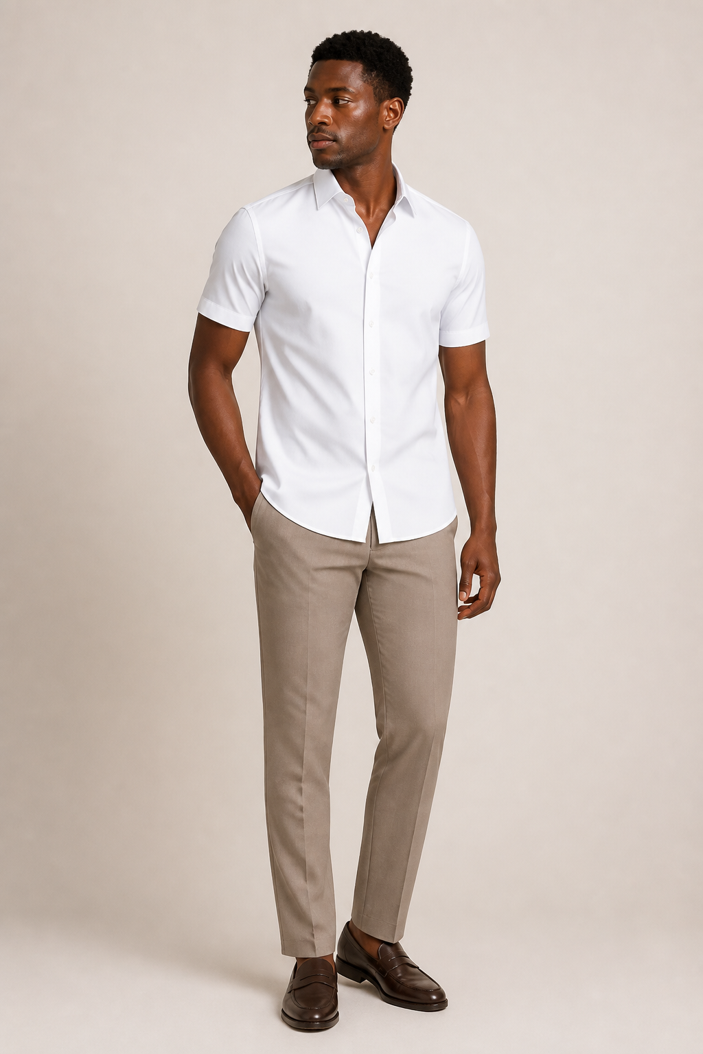 Men's Short Sleeve Button Up Shirt in Fitted Cut