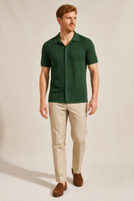 Men's Knitted Polo Shirt with Button-Through Front