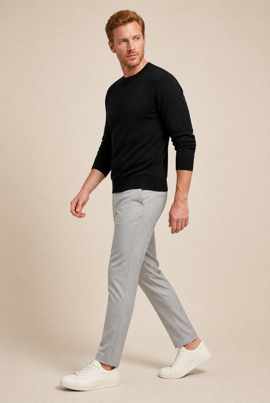 Men's Fine Knit Crew Neck Jumper in Regular Fit