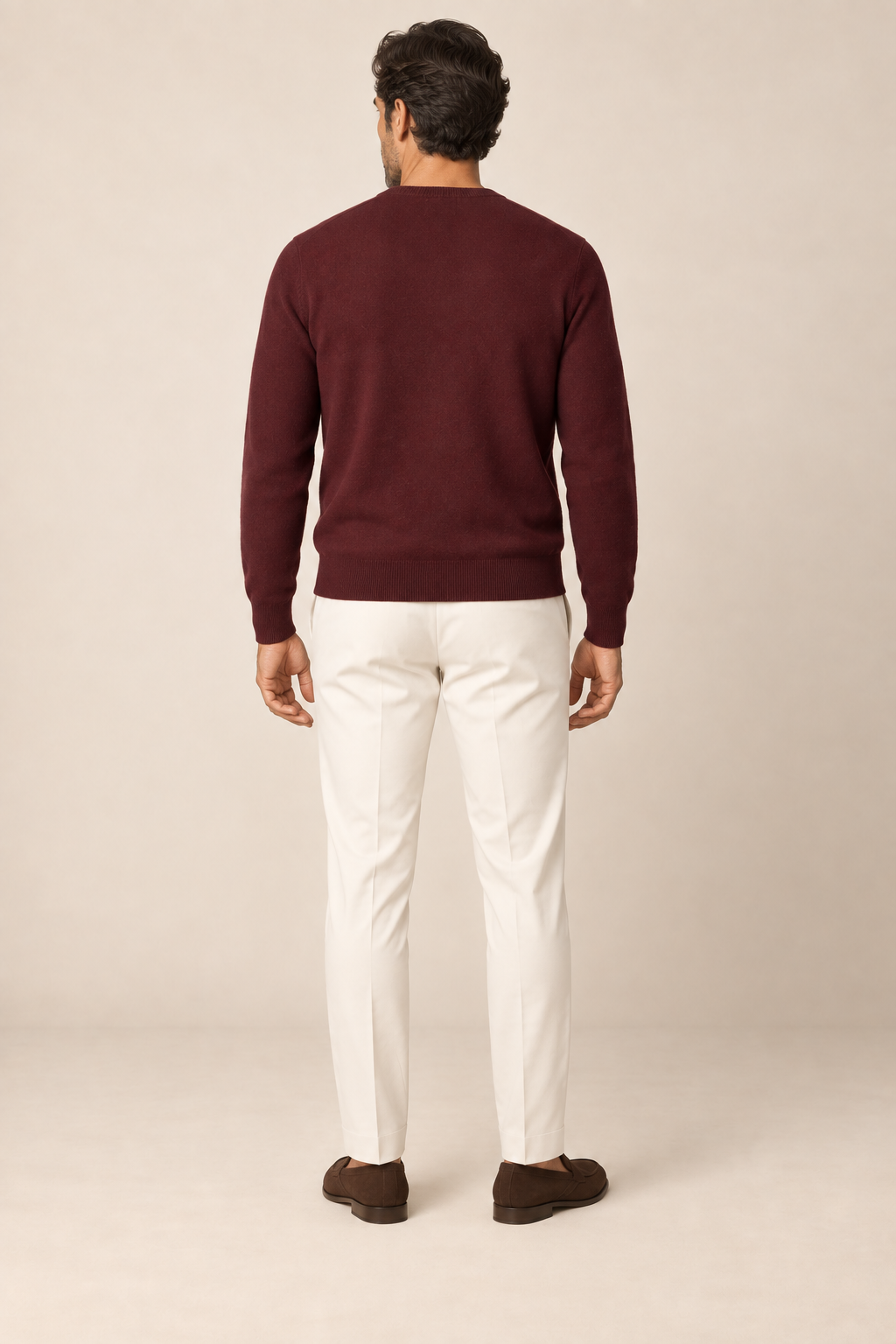 Men’s Fine Knit V-Neck Jumper with Ribbed Trims