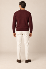 Men’s Fine Knit V-Neck Jumper with Ribbed Trims