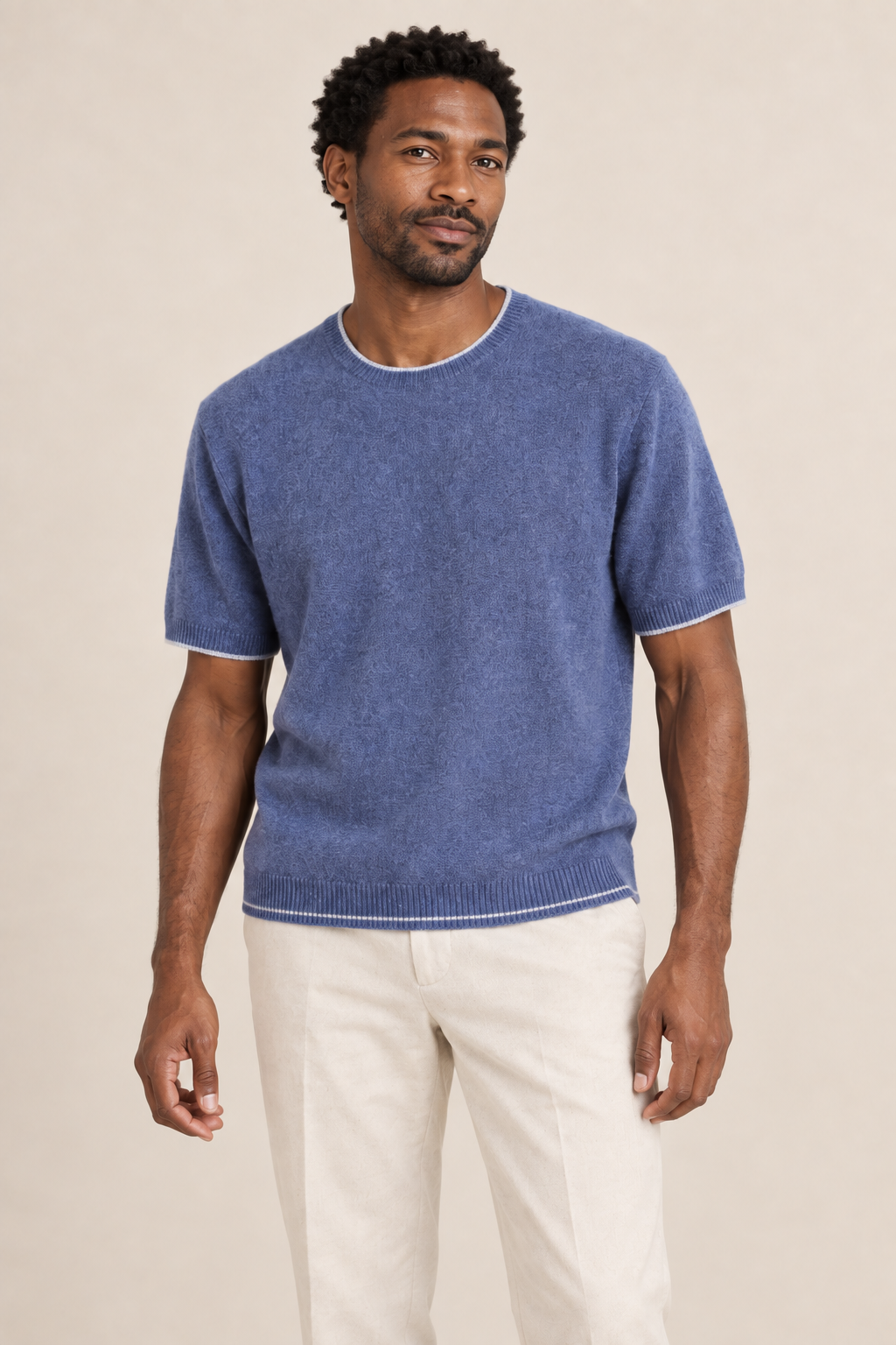 Men’s 100% Pure Wool Short-Sleeve Crew-Neck Jumper