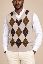Men’s Argyle Knit V-Neck Tank Top