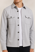 Men's Stretch Twill Overshirt with Chest Pockets