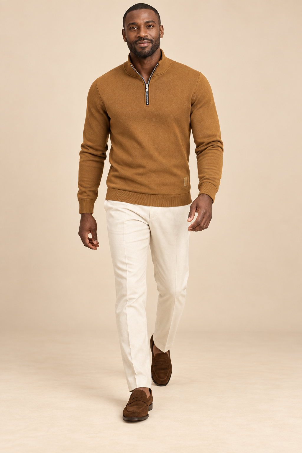 Men’s Fine Knit Half-Zip Jumper with Stand Collar