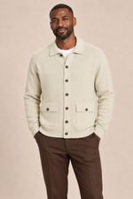 Men’s 100% Cashmere Knitted Cardigan with Turn-Down Collar