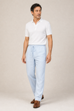 Men's Drawstring Trousers with Straight Leg and Textured Finish