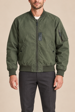 Men’s Cotton MA-1 Zip-Up Bomber Jacket with Sleeve Pocket