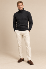 Men’s Textured Knit Roll-Neck Jumper
