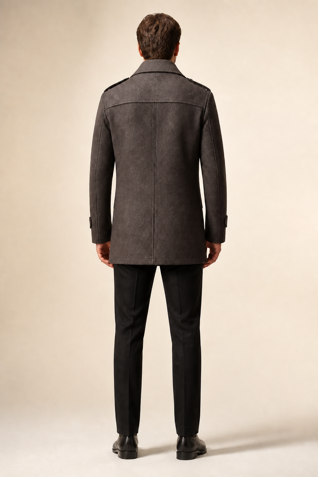 Men's Tailored Coat with Three Buttons and Inner Zip Panel