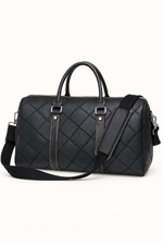 Men's Quilted Duffle Bag with Shoulder Strap - Black