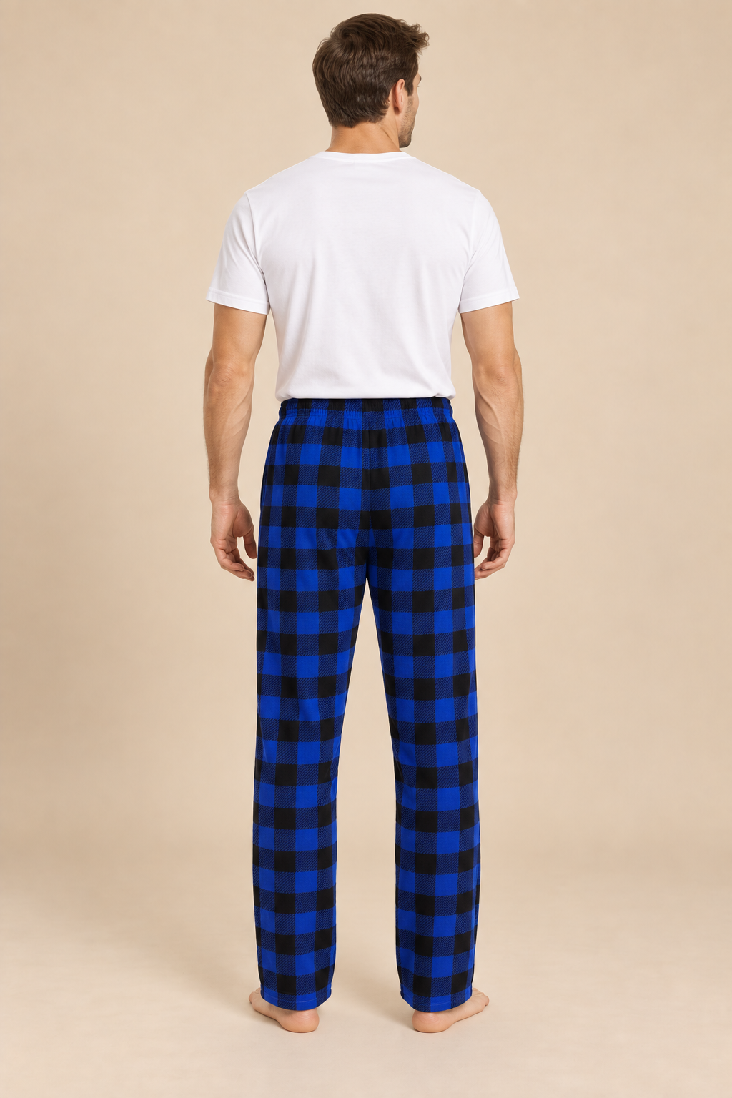 Men’s Plaid Fleece Pyjama Bottoms with Drawstring Waist