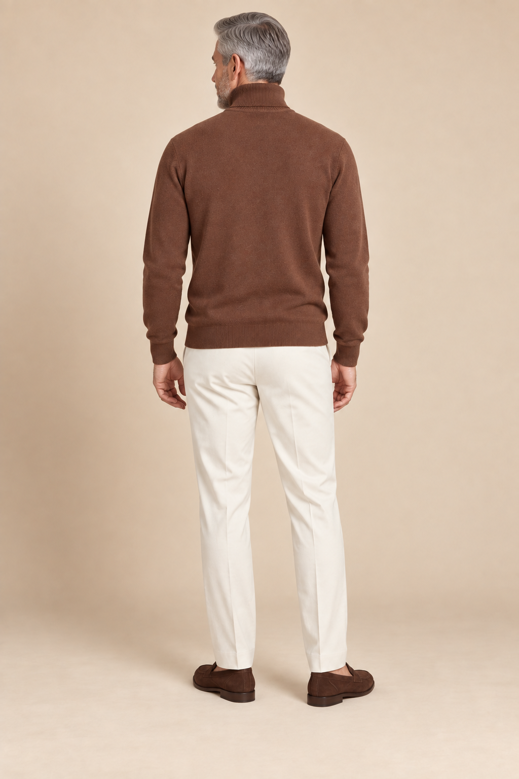 Men’s Fine Knit Roll-Neck Jumper with Long Sleeves