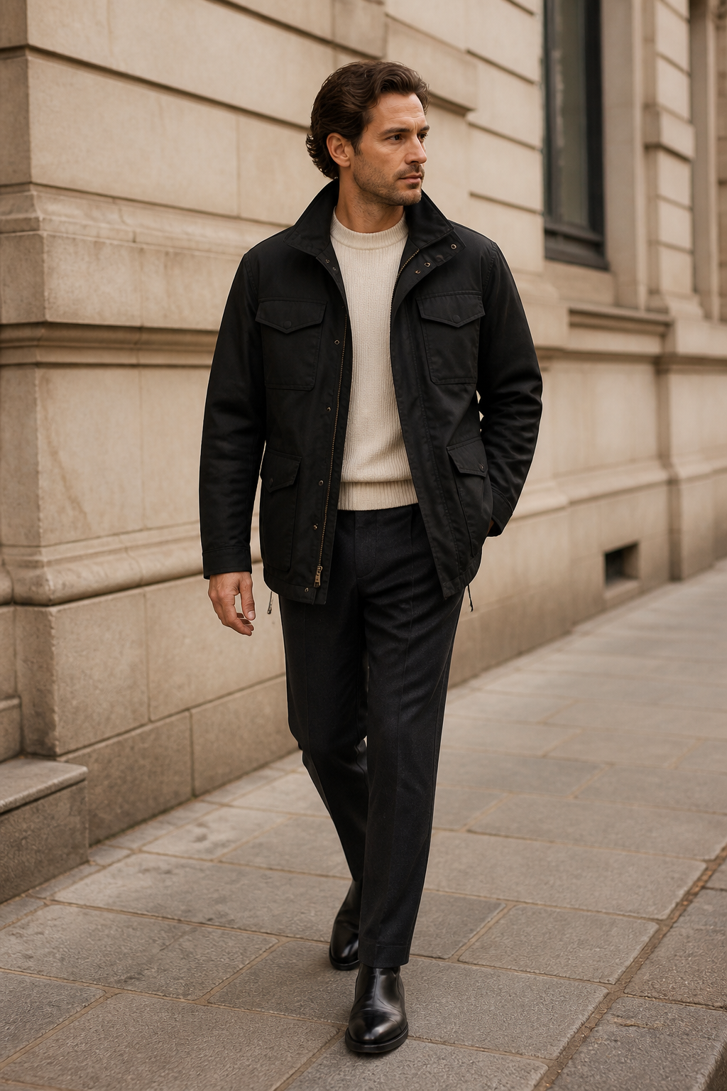 Men's Utility Field Jacket with Flap Pockets