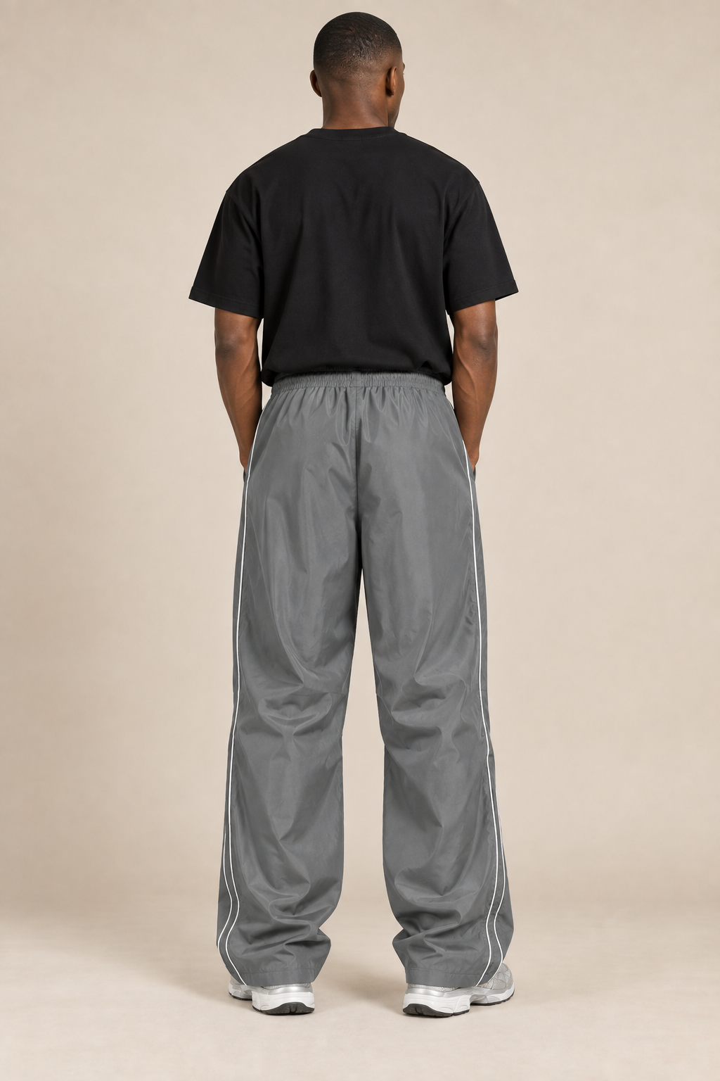 Men’s Wide-Leg Casual Trousers with Contrast Side Piping