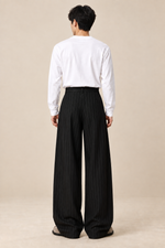 Men’s Pinstripe Wide-Leg Tailored Trousers