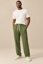 Men’s Waffle-Knit Wide-Leg Trousers with Drawstring Waist