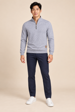 Men’s Fine Knit Half-Zip Jumper with Stand Collar