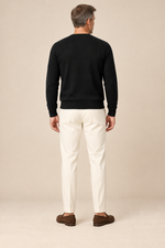 Men’s Fine Knit V-Neck Jumper with Ribbed Trims