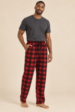 Men’s Plaid Fleece Pyjama Bottoms with Drawstring Waist