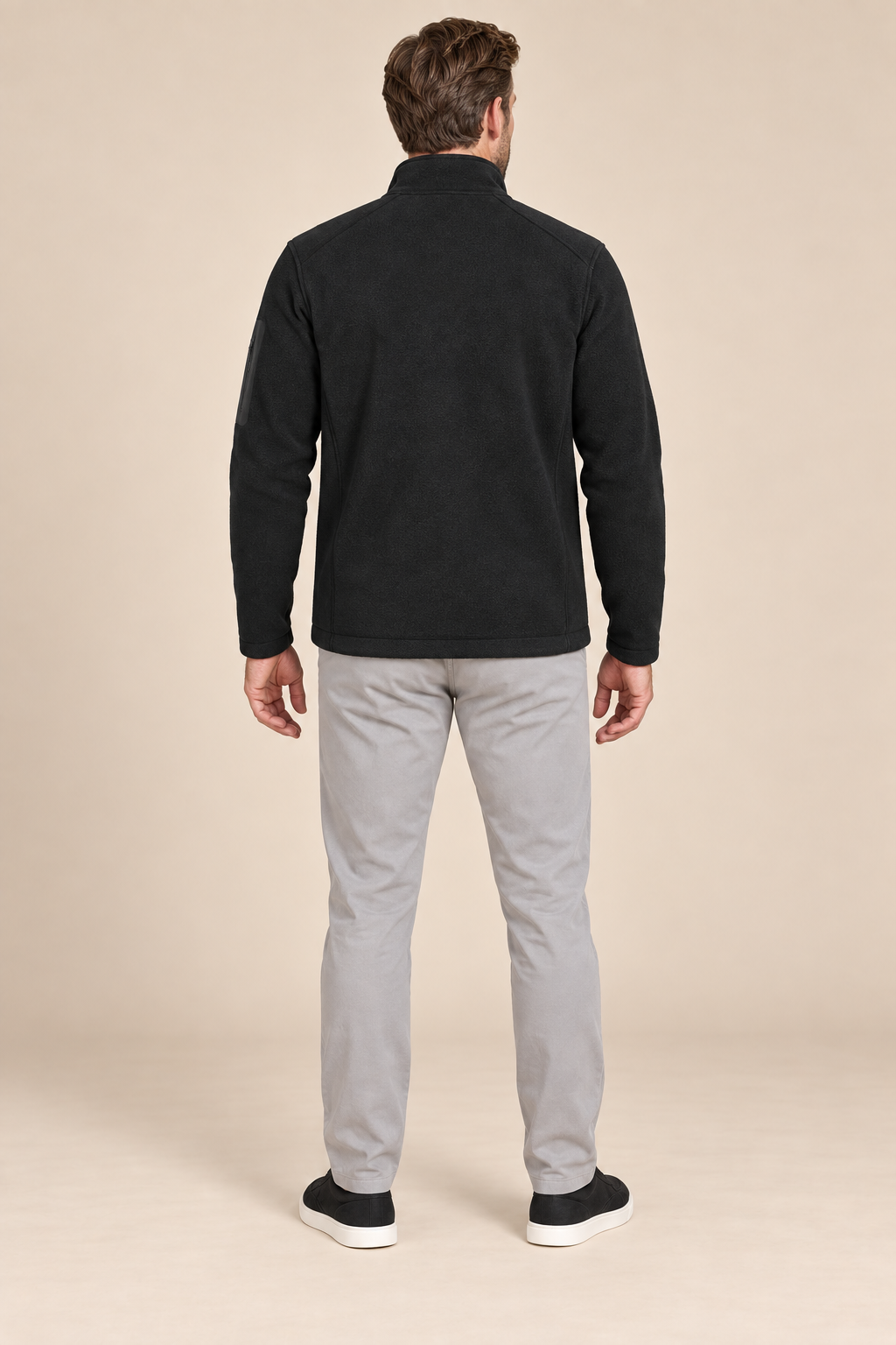 Men’s Full-Zip Fleece Jacket with Stand Collar and Zip Pockets