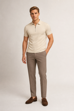 Men's Short Sleeve Zip Polo Shirt in Fitted Cut