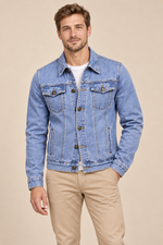 Men’s Classic Cotton Denim Jacket with Button Front and Chest Pockets
